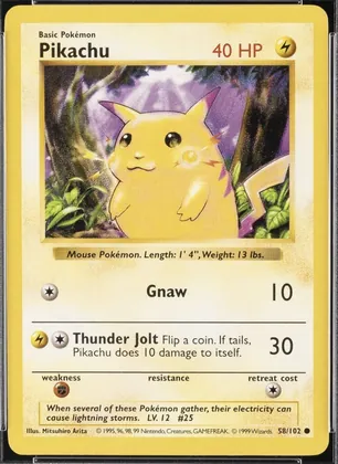 Base Set yellow cheeks Pikachu